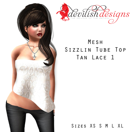 ! Devilish Designs Mesh Sizzlin Tube Top Tan Lace 1