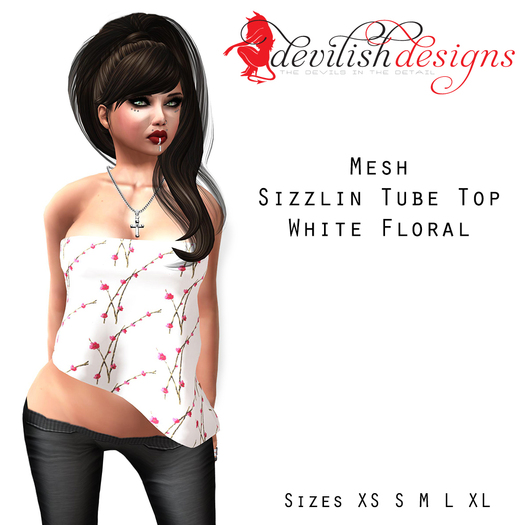 ! Devilish Designs Mesh Sizzlin Tube Top White Floral