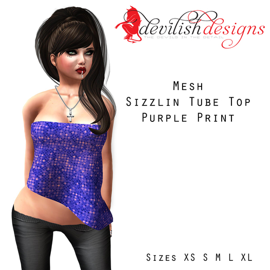! Devilish Designs Mesh Sizzlin Tube Top Purple Print