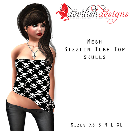 ! Devilish Designs Mesh Sizzlin Tube Top Skulls