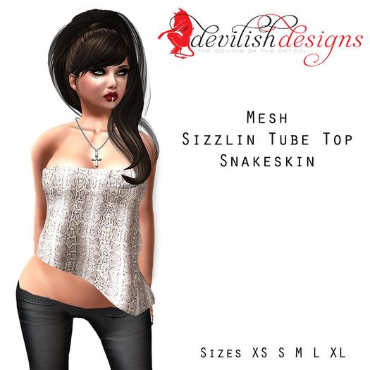 ! Devilish Designs Mesh Sizzlin Tube Top Snakeskin
