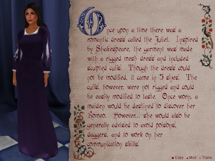 Fables' Juliet Renaissance Dress in Purple Wool