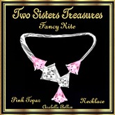 TST - FANCY KITE PINK TOPAZ DIAMOND WRAP AROUND NECKLACE SILVER