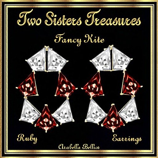 TST - FANCY KITE RUBY DIAMOND WRAP AROUND EARRINGS SILVER