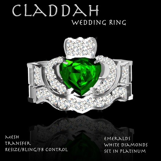 Exquisite Claddagh Platinum Mesh Wedding Ring