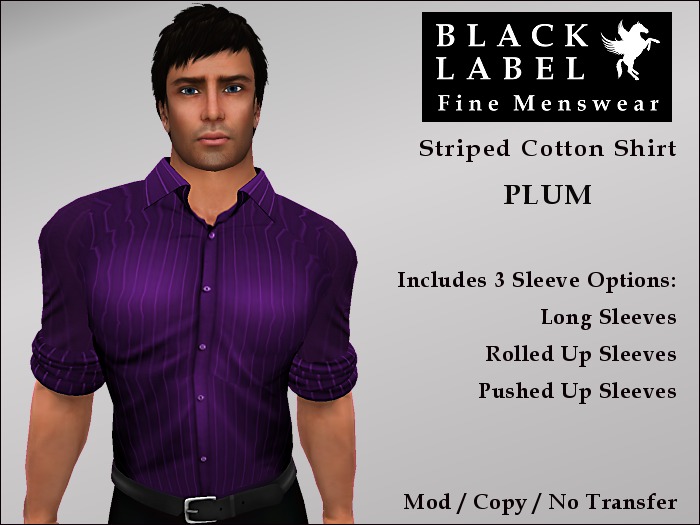 BLM - Mens Cotton Striped Button Dress Shirt - Plum