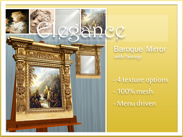 Baroque Mirror with Paintings
