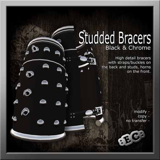 E&C Black & Chrome Studded Bracers #2