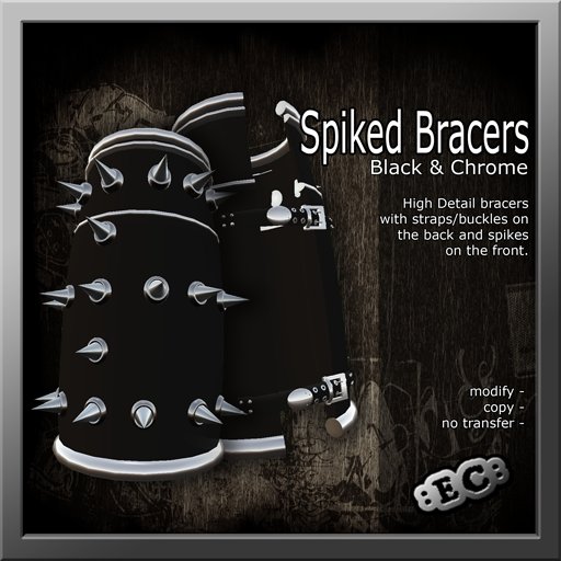E&C Black & Chrome Spiked Bracers #2