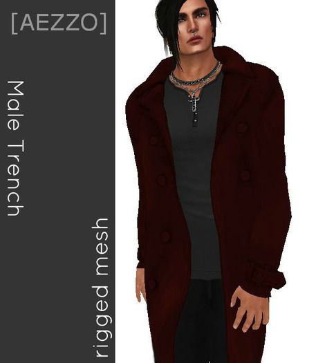 [AEZZO] Mesh Male Trench Scarlet