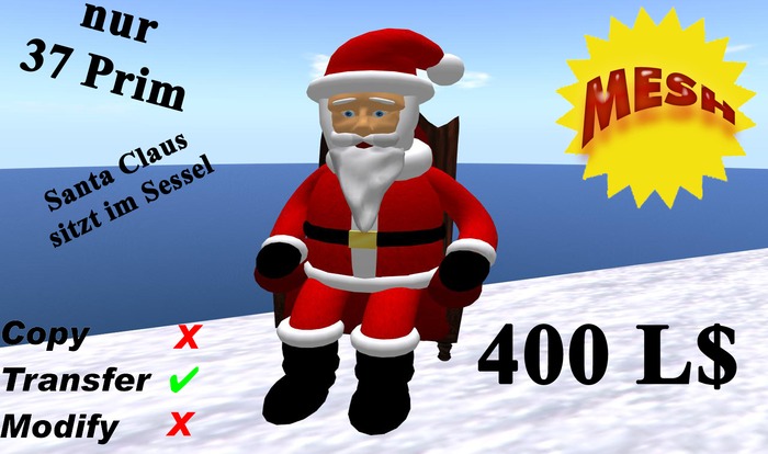 Santa Claus sitzt im Sessel   (Mesh)