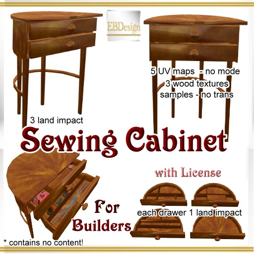 EBDesign - Sewing cabinet - 3 prims two drawers