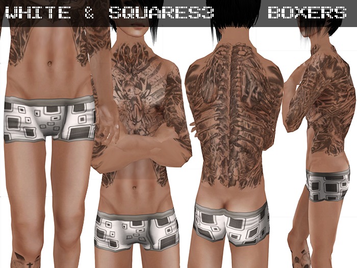 White & Squares3 Boxers