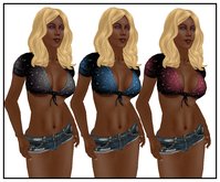 3 Sparkle Front Knot Halters and Tatter Shorts