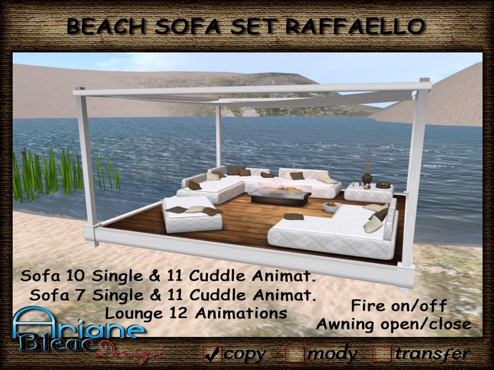 Sofa Set Raffaello white Awning open/close beach Terrace