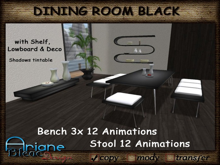 Dining Room Set Nr.20 black Stool & Table