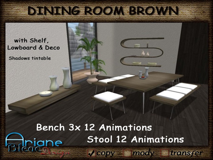 Dining Room Set Nr.20 brown Stool & Table