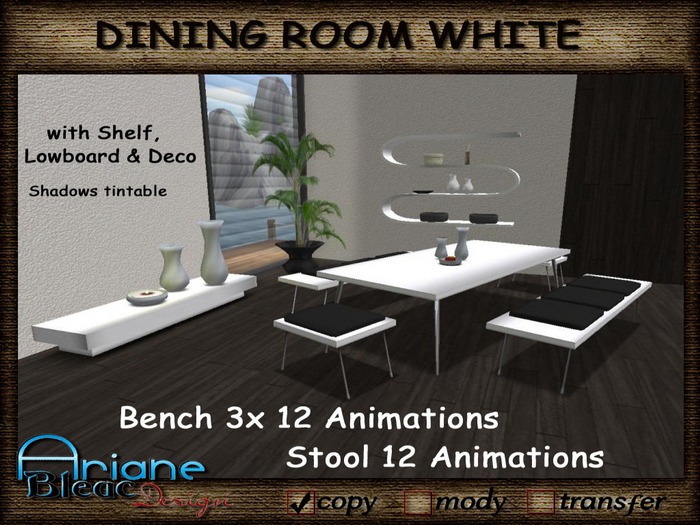 Dining Room Set Nr.20 white Stool & Table