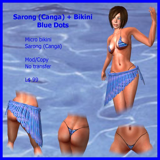 Blue Sarong (Canga) + Bikini