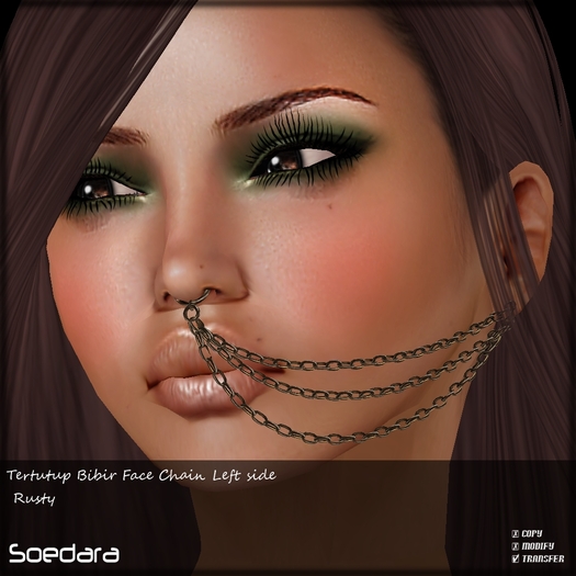 ~Soedara~ Tertutup Bibir Piercing FaceChain Rusty-L