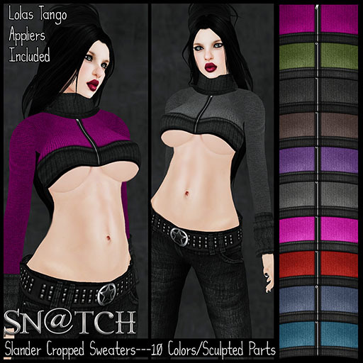 :::Sn@tch Slander Cropped Sweaters:::