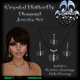 [FPI] Crystal Butterfly Set Diamond - Jewelry Set Necklace, Earrings, Belly Piercing