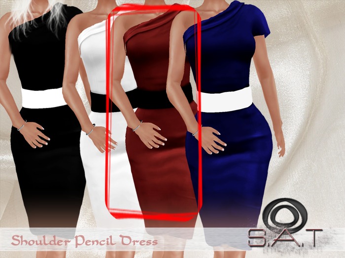 .: SAT : Designs Shoulder Pencil Dress Red