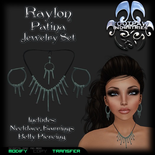 [FPI] Raylon Set Patina - Jewelry Set Necklace, Earrings, Belly Piercing