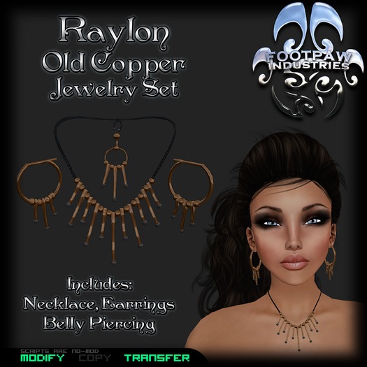 [FPI] Raylon Set Old Copper - Jewelry Set Necklace, Earrings, Belly Piercing