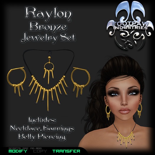 [FPI] Raylon Set Bronze - Jewelry Set Necklace, Earrings, Belly Piercing