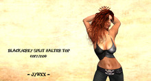 ~Jynxx~ Split Halter Top [Black-Grey Translucent]