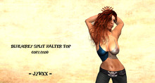 ~Jynxx~ Split Halter Top [Blue-Grey Translucent]