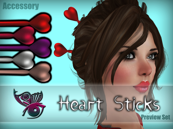 >!< BKB >!< Hair Accessory - Heart Sticks - Preview Hunt Set