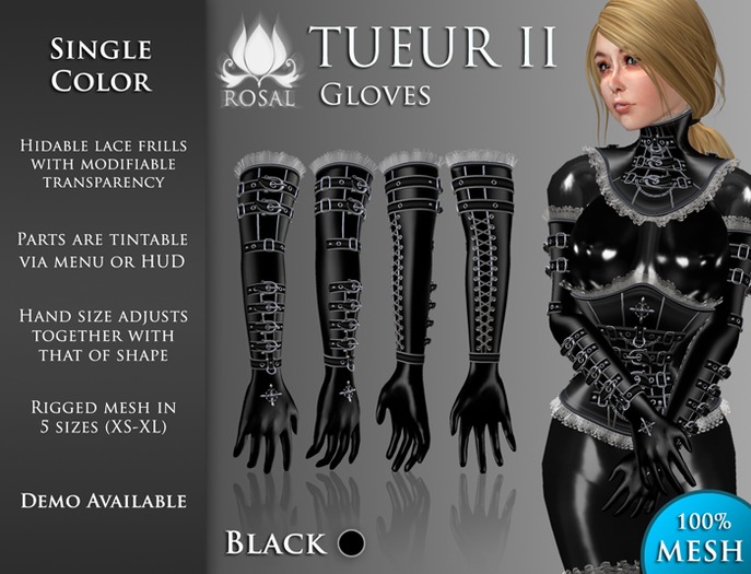 [ROSAL] TUEUR2 Gloves - Black (Mesh)