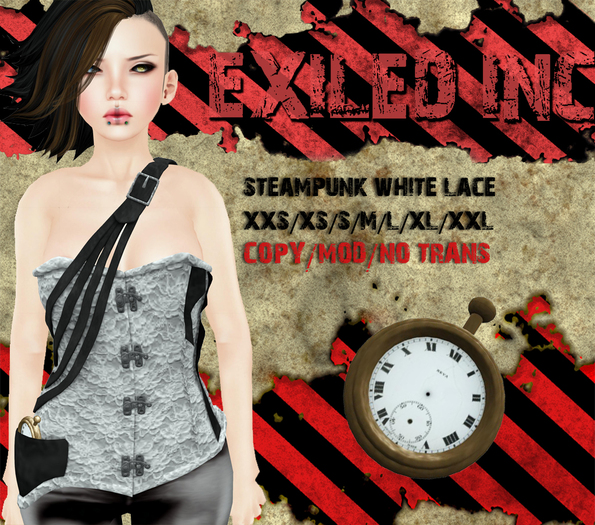 [Exiled Inc.] Steampunk White Lace Corset box