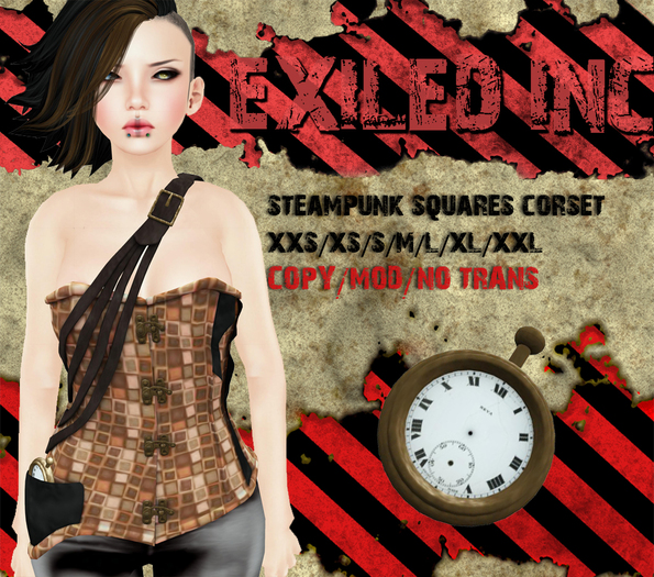 [Exiled Inc.] Steampunk Squares Corset mesh