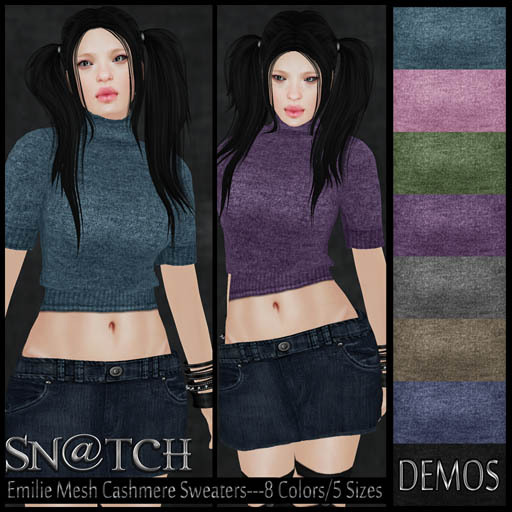 :::Sn@tch Mesh Emilie Cashmere Sweater-All Colors (Small):::