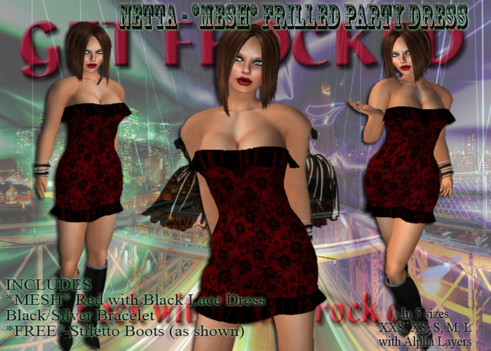 NETTA - *mesh* Frilled Dress - Red