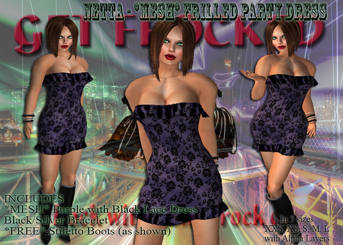 NETTA - *mesh* Frilled Dress - Purple
