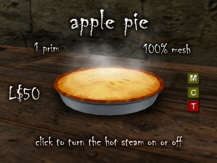 Steaming hot Apple Pie in only 1 prim! [MESH!]