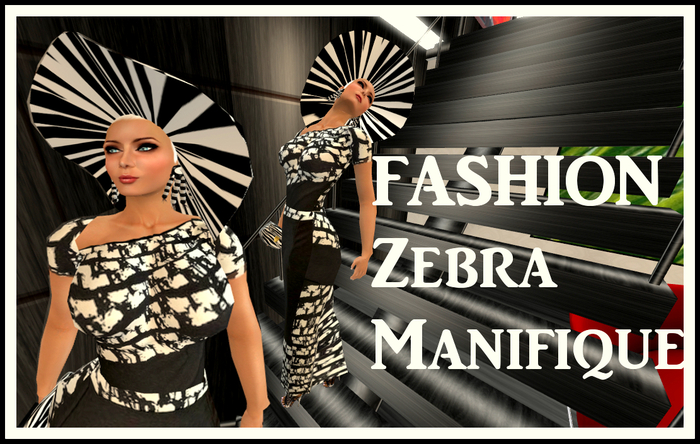 Arubiana Fashion Zebra Manifique GOWN (HAT & PURSE)