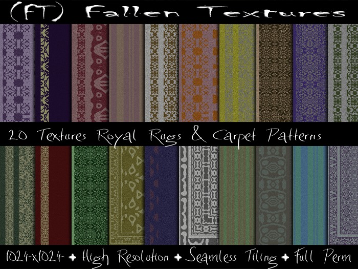 (FT) Fallen Textures FULL PERM Royal Rugs & Carpet 20 Textures