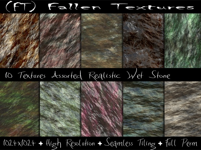 (FT) Fallen FULL PERM Textures Realistic Wet Stone 10 Textures