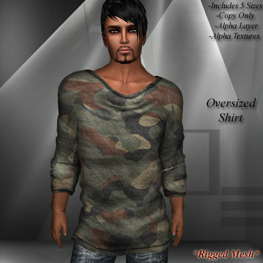 DE Designs - Mens Oversized Mesh Shirts - Green Camo