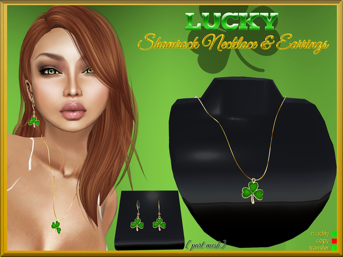 Lucky Shamrock Necklace & Earrings [mod,trans]