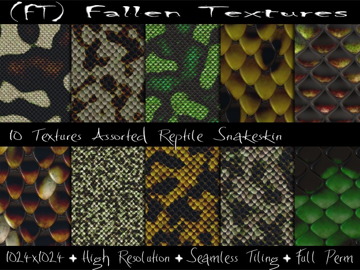 (FT) Fallen Textures FULL PERM Textures Reptile Snakeskin 10 Textures