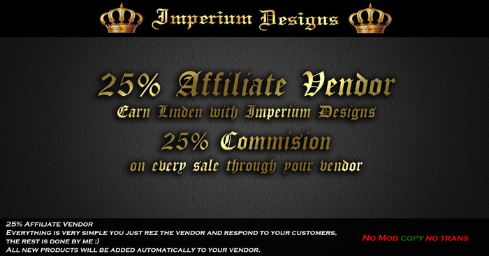 Imperium Designs 25% Affiliate Vendors