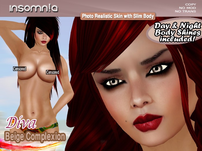 insomn!a - Diva [Skin][Beige][Slim][Photo Realistic] + Diva Shape included for limited time only *Promo*
