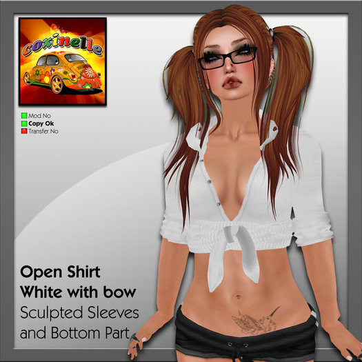 Coxi - Open Shirt White with bow