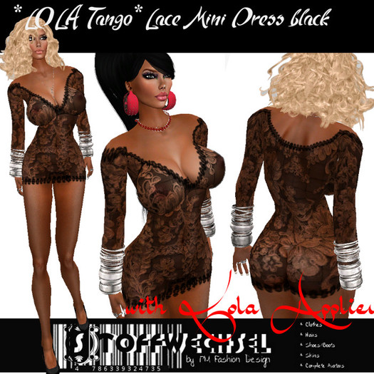 [Stoffwechsel] *LOLA Tango* Lace Mini Dress black Applier incl